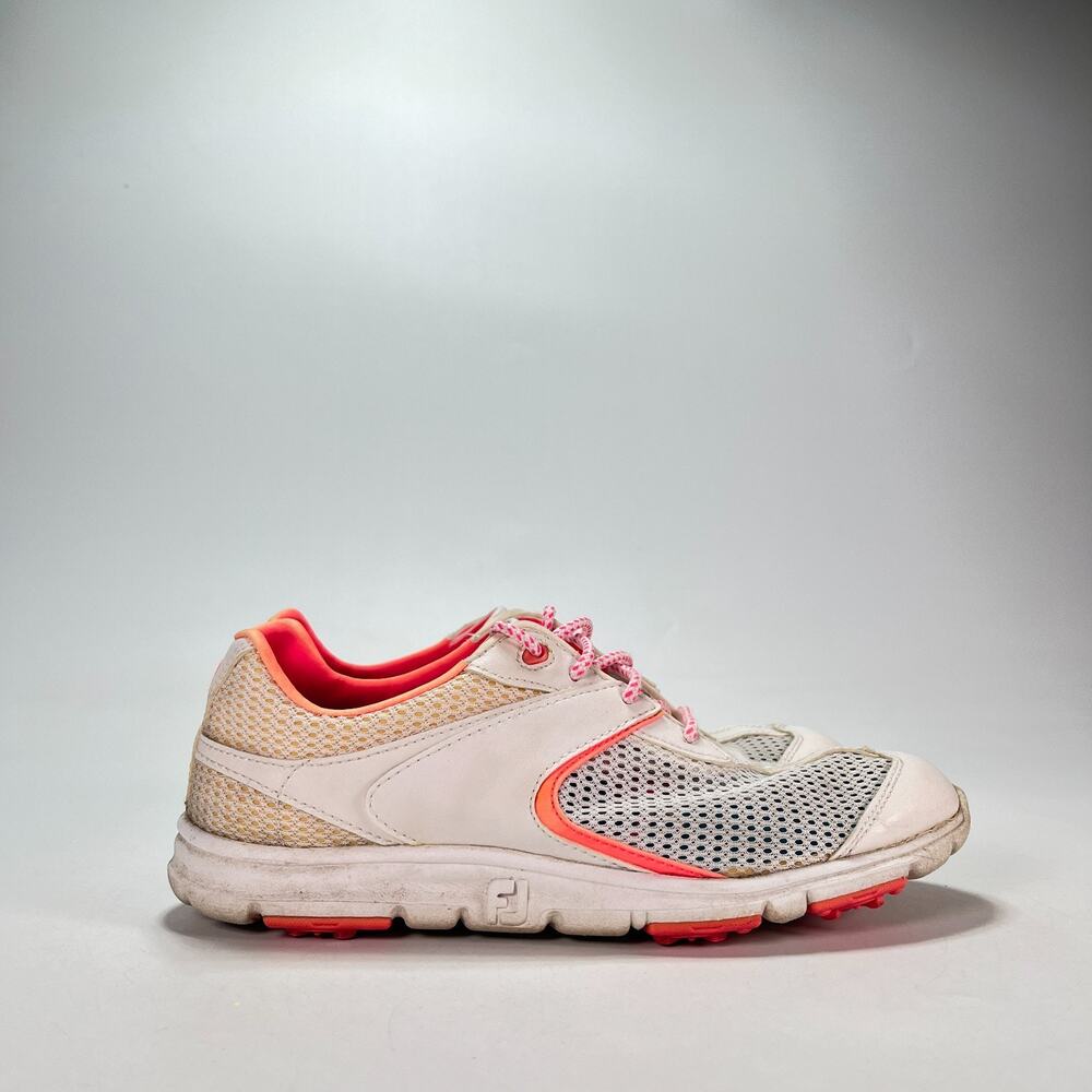 FootJoy FJ Superlite White Pink Coral Spikeless Golf Shoes 98837 Women's Sz 6.5